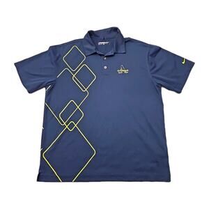 NIKE Dri-Fit Grayhawk Golf Club AZ Fitted Blue Polo Shirt Men’s L Yellow Logo